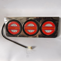 Round Hamburger 5" 12V 24V LED Truck Trailer Tail Light Combination Stop Brake Running Turning Fog License Plate Reversing Lamp