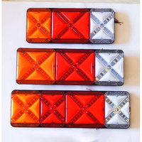 Customized 24v 12 volt Three Colors Truck Trailer Led Square X Type Tail Rear Lights Stop Lamp Red Yellow White